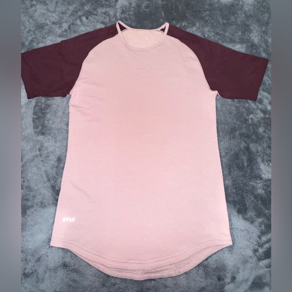 Men's Pink and Maroon Raglan Shirt